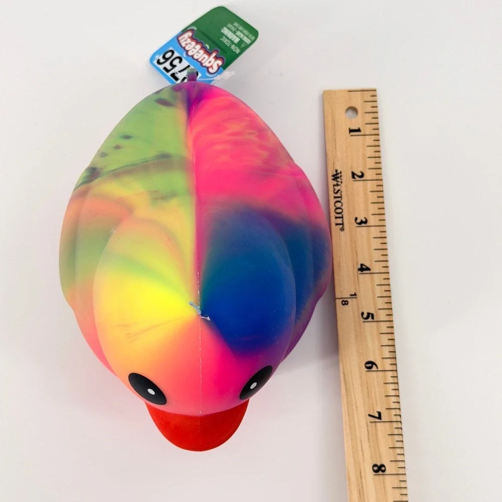 Toymendous Squeeezy Rubber Duck Kids‎ OS Pink Blue Yellow Marble Sensory Toy NWT
